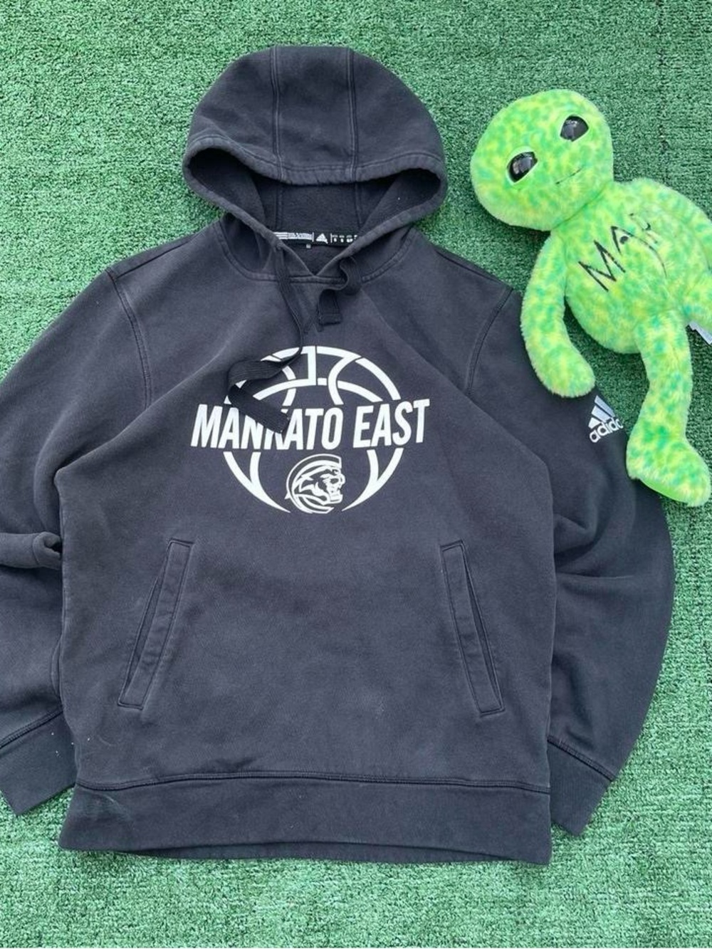 adidas Men’s Black Crewneck Hoodie with Mankato East Basketball Logo
